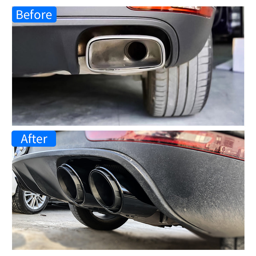 Porsche Macan 2019-23 2.0T Base Black Rear Tail Exhaust Pipes Muffler Tips(3 Layers)