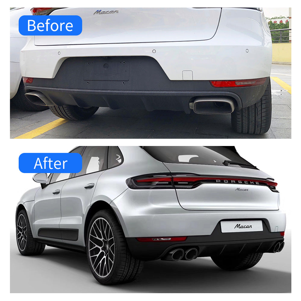 Porsche Macan 2019-23 2.0T Base Black Rear Tail Exhaust Pipes Muffler Tips (GTS Style)