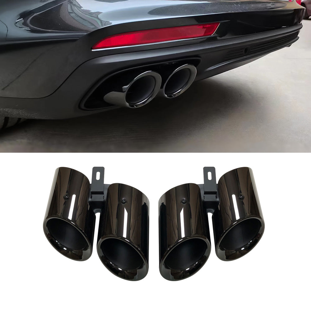 Porsche Panamera Base 2017-2023 Black Rear Tail Exhaust Pipes Muffler Tips(GTS Style)