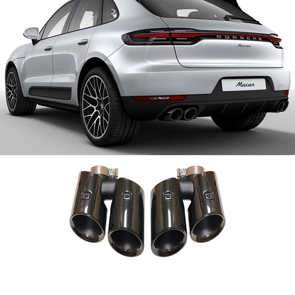 Porsche Macan 2019-23 2.0T Base Black Rear Tail Exhaust Pipes Muffler Tips (GTS Style)